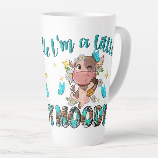 grillige Koe Humor Latte Mok (Rechterhoek)