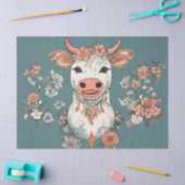 Grillige Koe met Bloemen Tissuepapier (Craft)