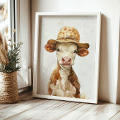 Grillige Koe met Pet Schilderen Kalf Boerderij Die Poster