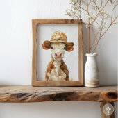 Grillige Koe met Pet Schilderen Kalf Boerderij Die Poster