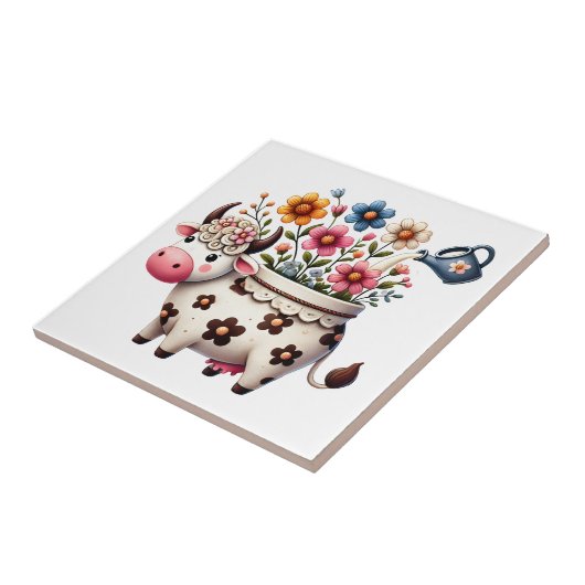 grillige KOE Tegeltje (Zijkant)