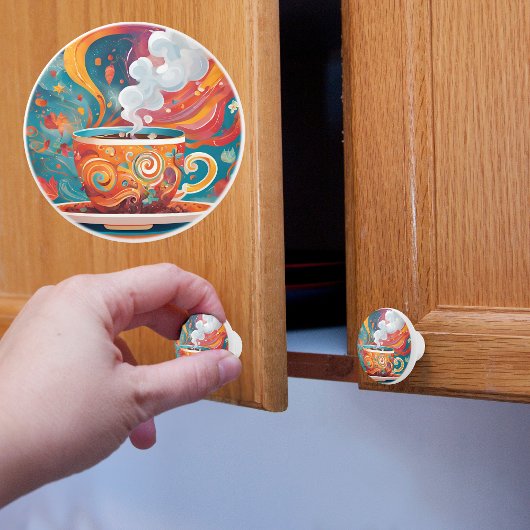 grillige koffie keramische knop