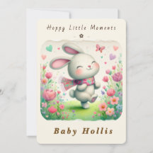 Grillige Konijn Baby Shower Uitnodiging Zachte Blo