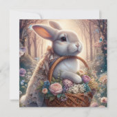 grillige konijn bloem mand feestdagenkaart (Voorkant)
