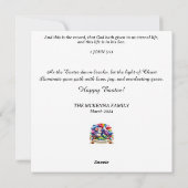 grillige konijn bloem mand feestdagenkaart (Achterkant)