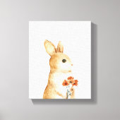 Grillige Konijn Bloemrijke Bos Nursery Decor Canvas Afdruk (Voorkant)