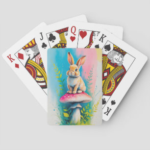 grillige konijn heldere kleurrijke kunst pokerkaarten