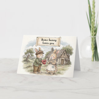 Grillige Konijn Liefjes Vouw Kerstkaart Feestdagen Kaart