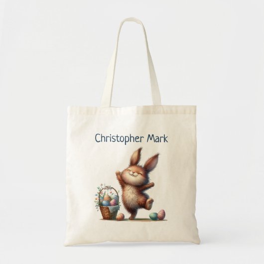 Grillige Konijn Pasen Eiersoek Tote Bag (Voorkant)