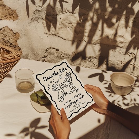 Grillige kosmische ruimte Save The Date uitnodigin