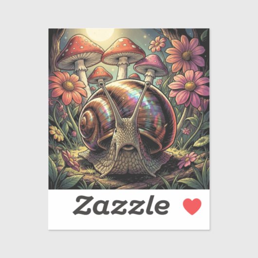 Grillige Kosmische Slak & Paddenstoelentuin Sticker (Vel)