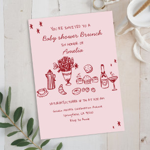 Grillige krabbel Baby Brunch Baby Shower Meisje Kaart