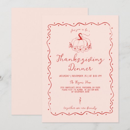 grillige krabbel hand getrokken pompoen Thanksgivi Kaart (Voorkant / Achterkant)