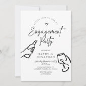 grillige krabbel hand getrokken verlovingsfeest kaart (Voorkant)