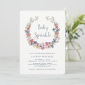 grillige krans | Floral Baby Sprinkle Invitation Kaart (Staand voorkant)