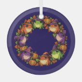 Grillige krans versierd met padden Jackolanterns Glas Ornament (Voorkant)
