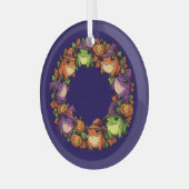 Grillige krans versierd met padden Jackolanterns Glas Ornament (Voorkant links)
