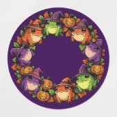 Grillige krans versierd met padden-jackolanterns labels (Design 1)