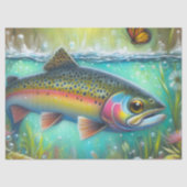Grillige Krijt-Pastel Forel Vis Decoupage Tissuepapier (Voorkant)