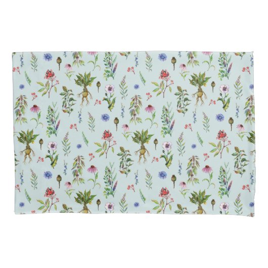 Grillige kruiden op Mint Green Kussensloop (Voorkant-Links)