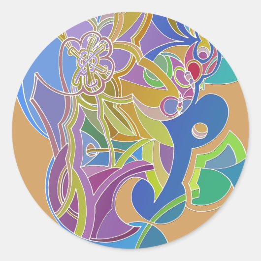 Grillige Kunst Ronde Sticker (Voorkant)