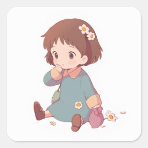 grillige kunst vierkante sticker