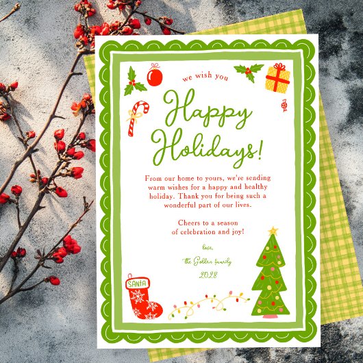 Grillige Kute Kerstmis Aangepaste Scalloped Feestdagenkaart