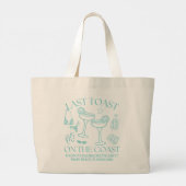 Grillige laatste toast op de kust turquoise grote tote bag (Achterkant)