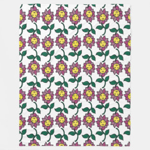Grillige Lachende Bloem Gezicht Patroon Fleece Deken