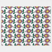Grillige Lachende Bloem Gezicht Patroon Fleece Deken (Voorkant (Horizontaal))