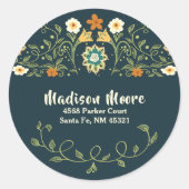 grillige land bloem tuin retour adres ronde sticker (Voorkant)