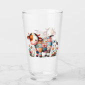 grillige lappendeken Koe met bloemenaccenten Glas (Voorkant)