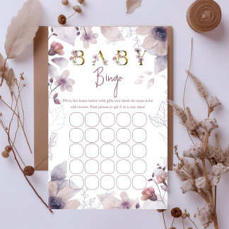 Grillige Lavendel Baby Bingo Shower Spelkaart