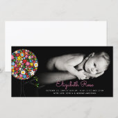 Grillige Lente Bloemen Pop Boom Foto Meisje Geboor Aankondiging (Voorkant / Achterkant)