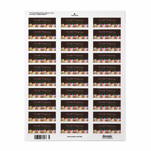 grillige lente bloemen tuin verjaardagsadres etiket (Full Sheet)