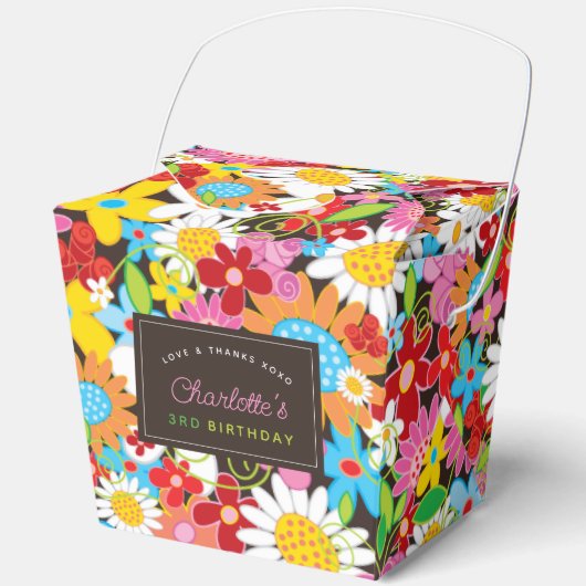 grillige lente bloemen tuin verjaardagsfeestje bedankdoosjes (Voorkant)
