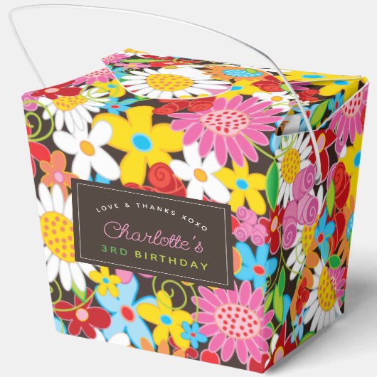 grillige lente bloemen tuin verjaardagsfeestje bedankdoosjes (Achterkant)