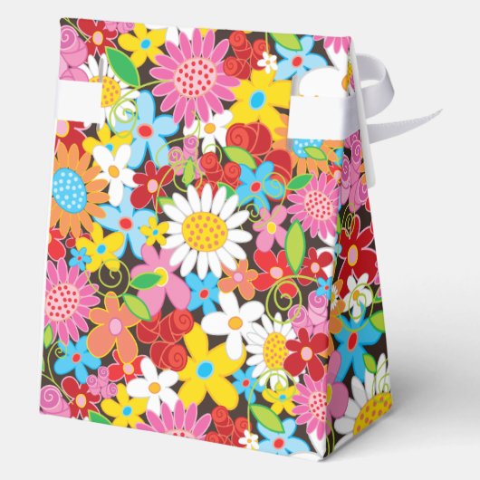 grillige lente bloemen tuin verjaardagsfeestje bedankdoosjes (Achterkant)