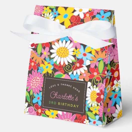 grillige lente bloemen tuin verjaardagsfeestje bedankdoosjes (Voorkant)