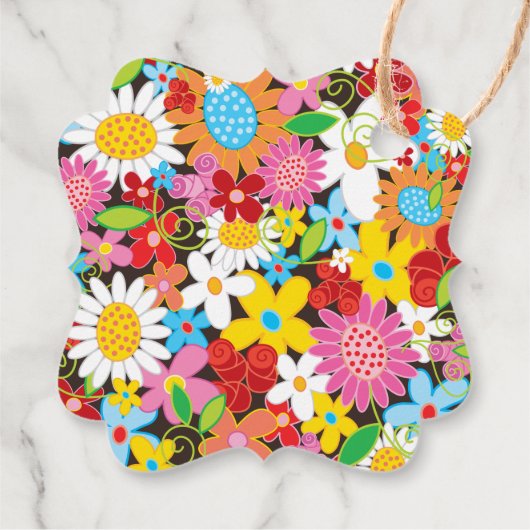 grillige lente bloemen tuin verjaardagsfeestje bedankjes labels (Achterkant)