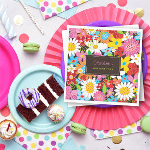 grillige lente bloemen tuin verjaardagsfeestje servet