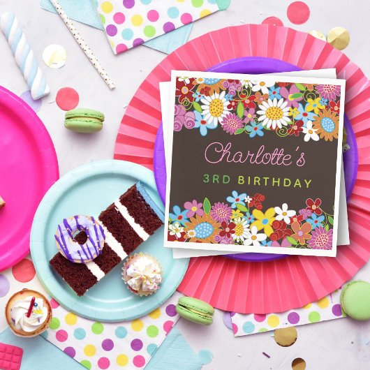 grillige lente bloemen tuin verjaardagsfeestje servet