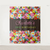 grillige lente bloemen tuin verjaardagsfeestje wandkleed (Voorkant)