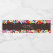 grillige lente bloemen tuin verjaardagsfeestje waterfles etiket (Enkel label)