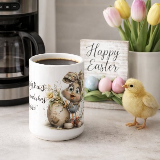 Grillige lente kuiken ontwerp koffiemok