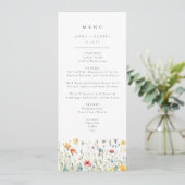 Grillige Lente Wilde Bloemen Bruiloftsmenu Menu (Staand voorkant)