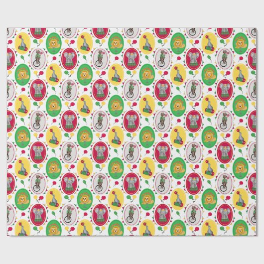 grillige levendige circusdieren primaire kleuren cadeaupapier (Vlak)