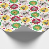 grillige levendige circusdieren primaire kleuren cadeaupapier (Hoek)