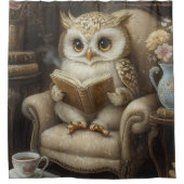 Grillige Lezende Uil Douchegordijn (Voorkant)