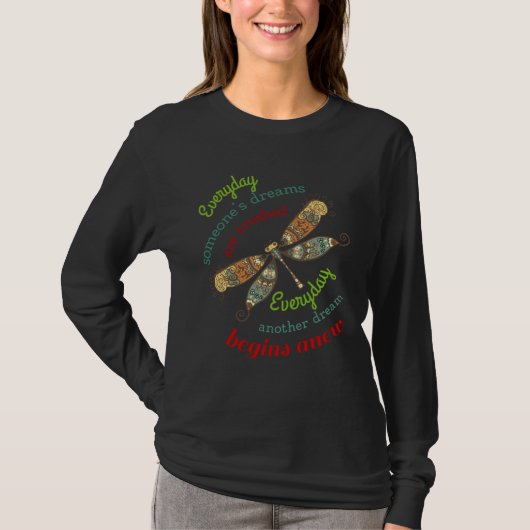Grillige libel Dromen beginnen opnieuw T-shirt (Voorkant)